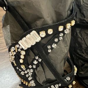 Casadei Queen Suede w silver & gold crystals. 4'' heel. Size 38 UK 7 US.